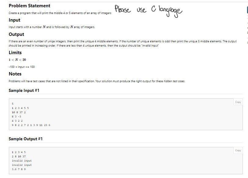 Solved Create a program that will print the middle 4 or 5 | Chegg.com