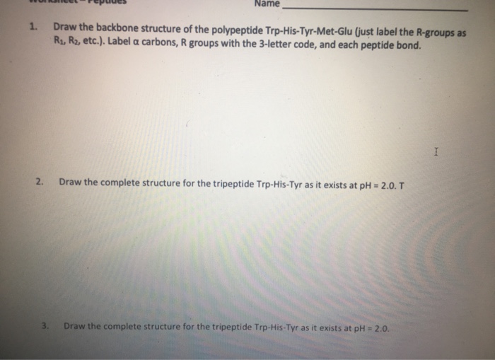 Solved Name Draw The Backbone Structure Of The Polypeptide | Chegg.com