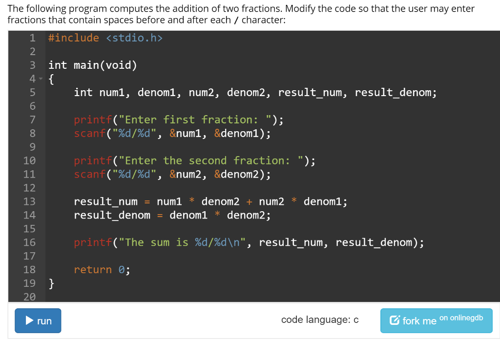 Solved The following program computes the addition of two | Chegg.com