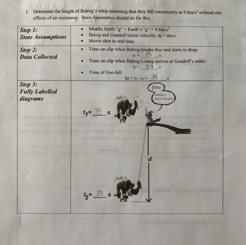 Solved 1 Determine The Length Of Balrog S Whip Assuming Chegg Com