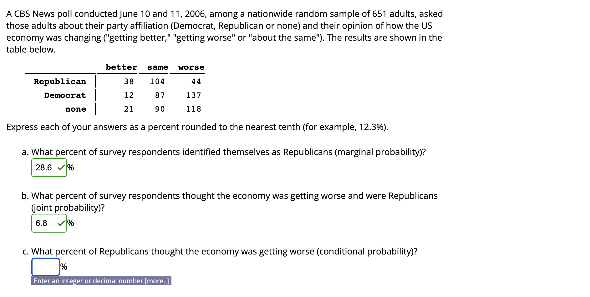 Solved A CBS News Poll Conducted June And Among Chegg Com