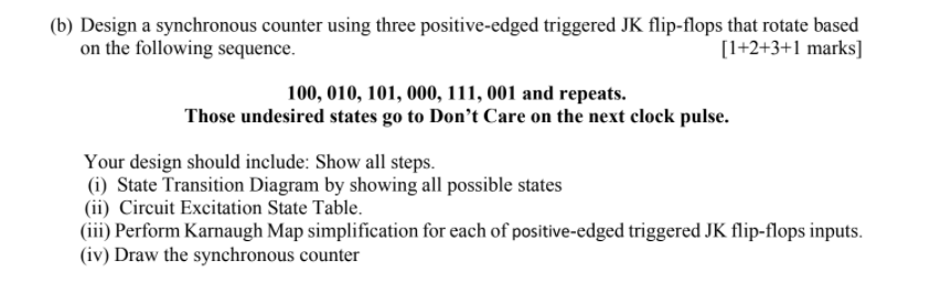 Solved (b) Design A Synchronous Counter Using Three | Chegg.com