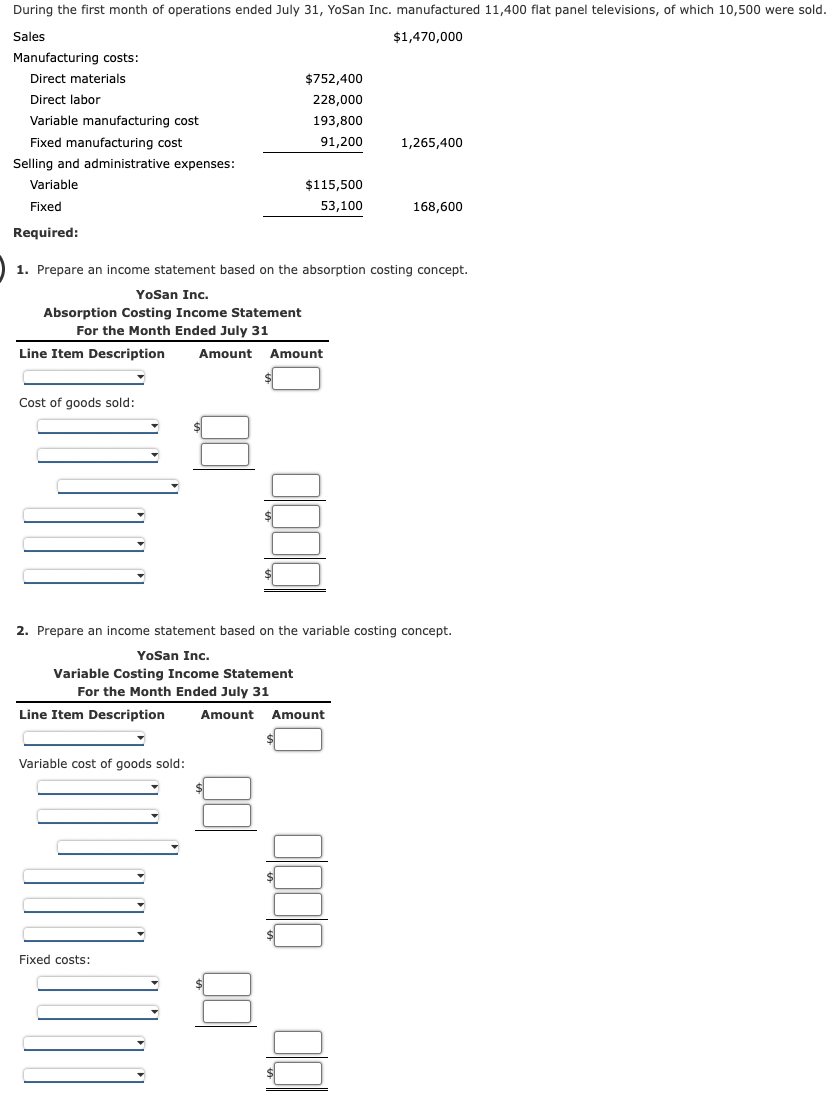 Solved 1. Prepare an income statement based on the | Chegg.com