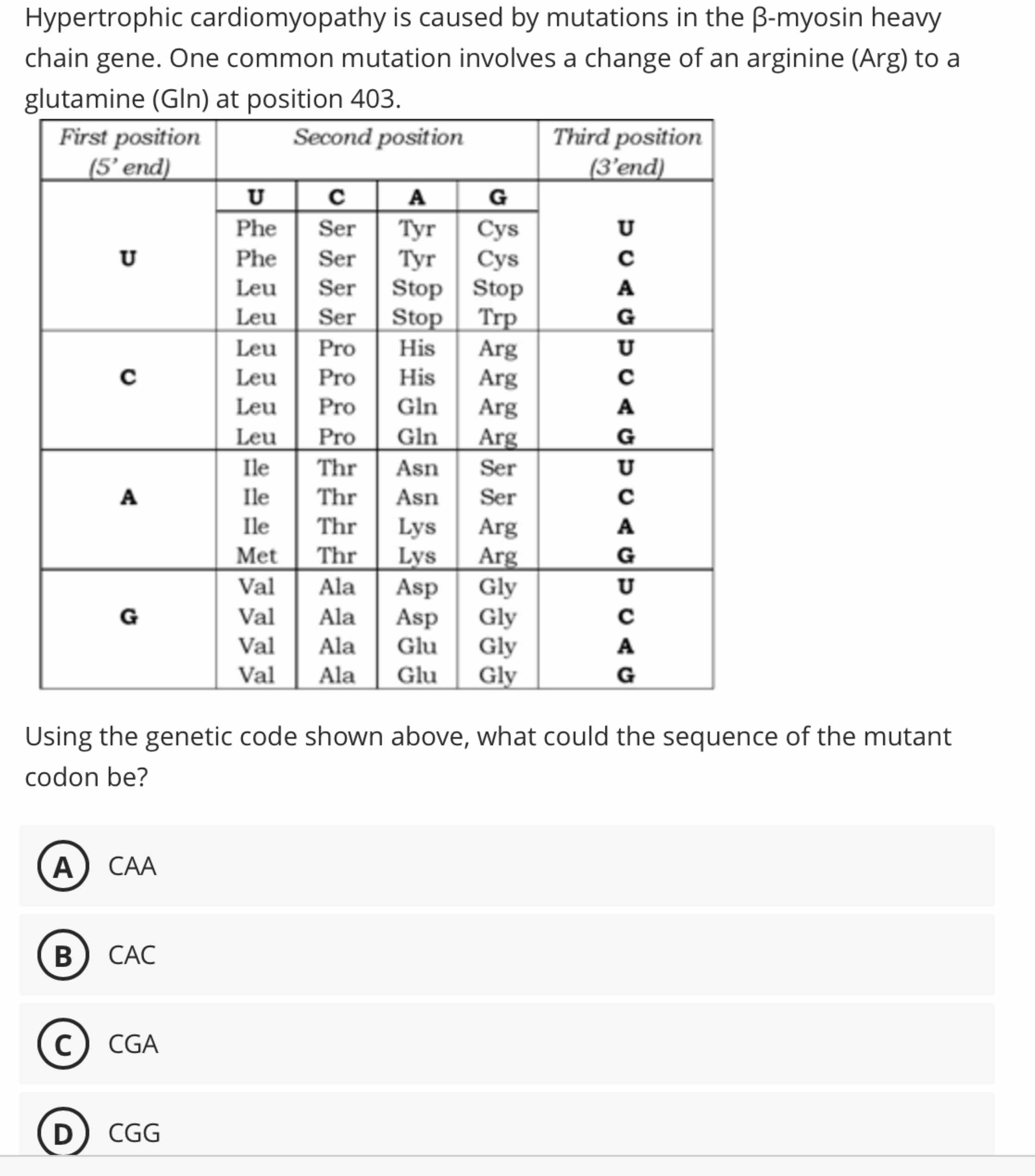 Solved Hypertrophic cardiomyopathy is caused by mutations in | Chegg.com