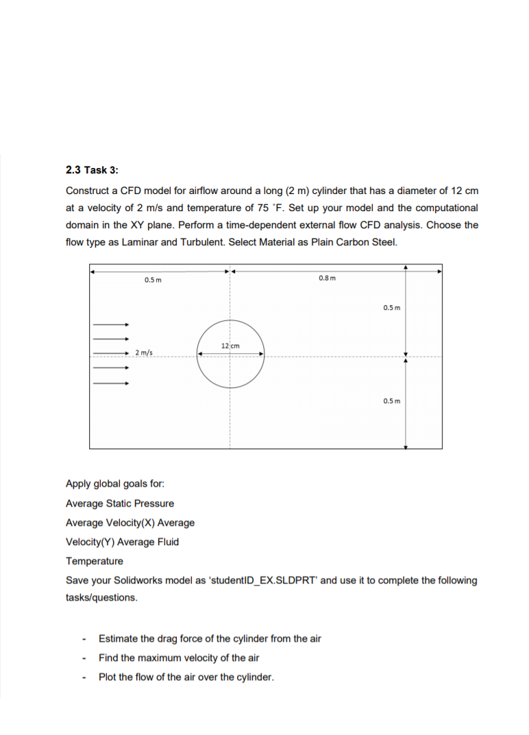 Construct a CFD model for airflow around a long (2 m) | Chegg.com