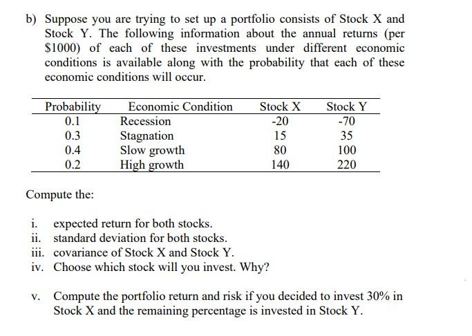 Solved B) Suppose You Are Trying To Set Up A Portfolio | Chegg.com