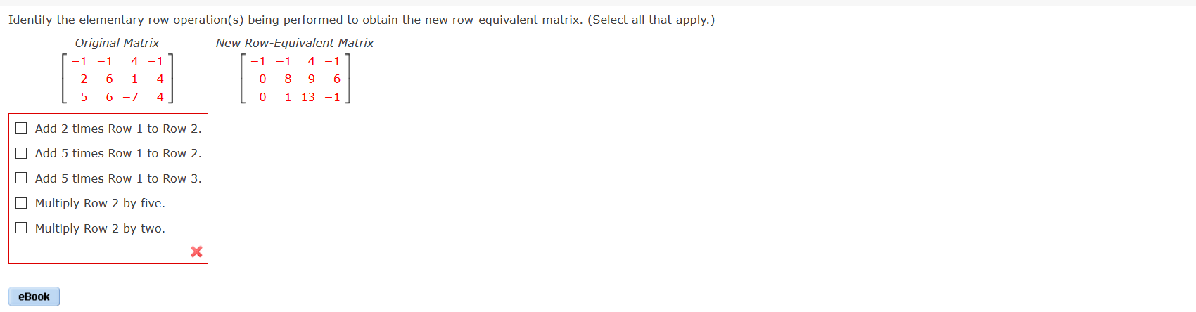 Solved Identify the elementary row operation s being Chegg