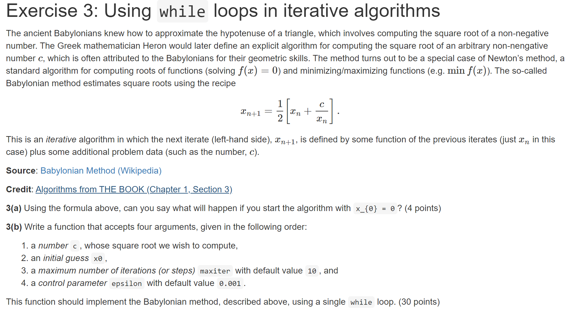 Solved Exercise 3: Using while loops in iterative | Chegg.com