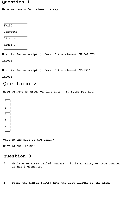 Solved Question 1 Here we have a four element array. IF-150 | Chegg.com