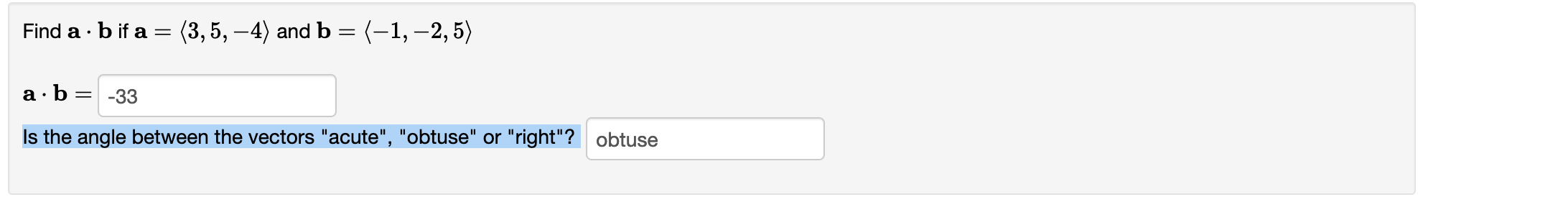 Solved Find A⋅b If A= 3,5,−4 And B= −1,−2,5 A⋅b= Is The | Chegg.com