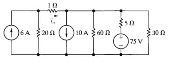 Solved 1 Ω ξ5Ω (1)6 6A 20 Ω H)10A ξ60 Ω 30 Ω 75V | Chegg.com