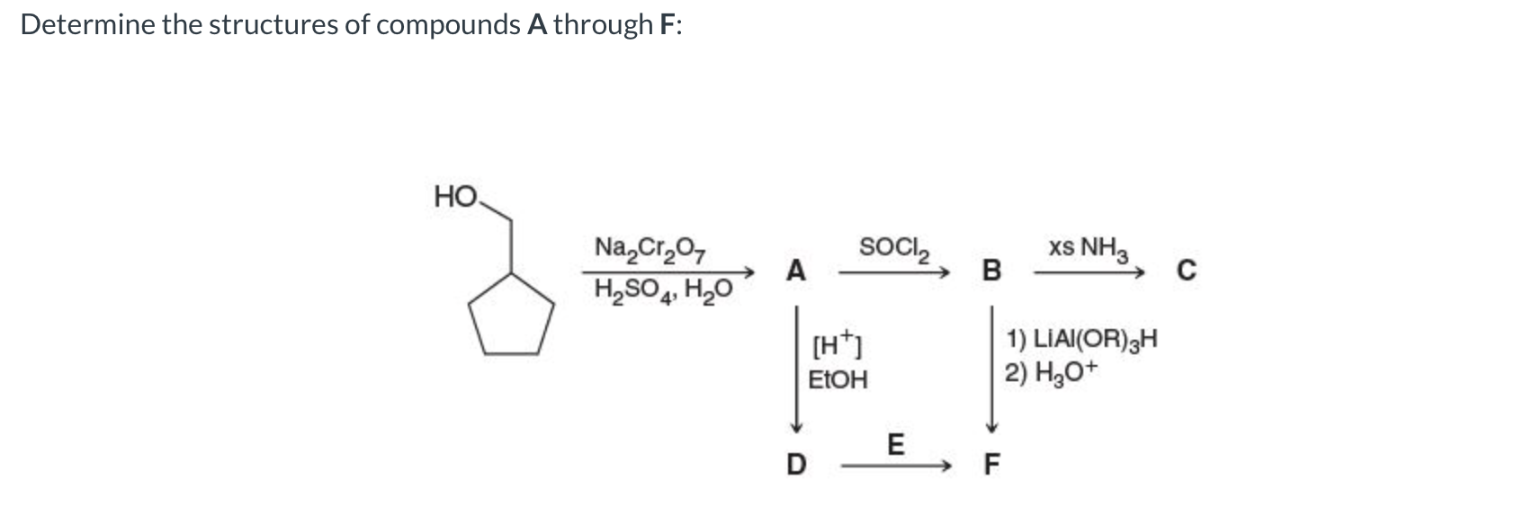 Solved Determine the structures of compounds A through F : | Chegg.com