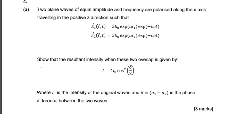 Solved (a) Two plane waves of equal amplitude and frequency | Chegg.com