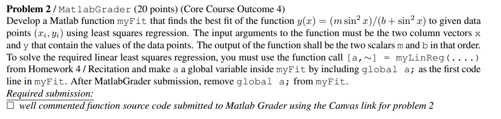Solved Problem 2 / Mat labGrader (20 points) (Core Course | Chegg.com
