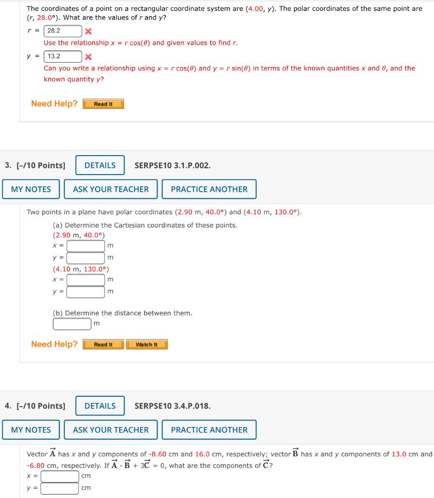Solved The coordinates of a point on a rectangular | Chegg.com
