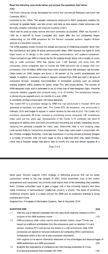 Solved Read the following case study below and answer the | Chegg.com