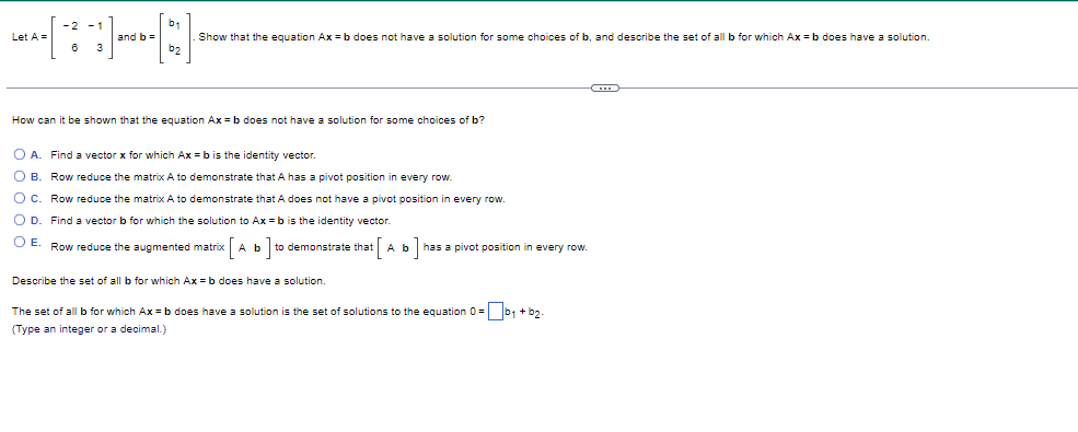 Solved Let A=[−26−13] And B=[b1b2]. Show That The Equation | Chegg.com