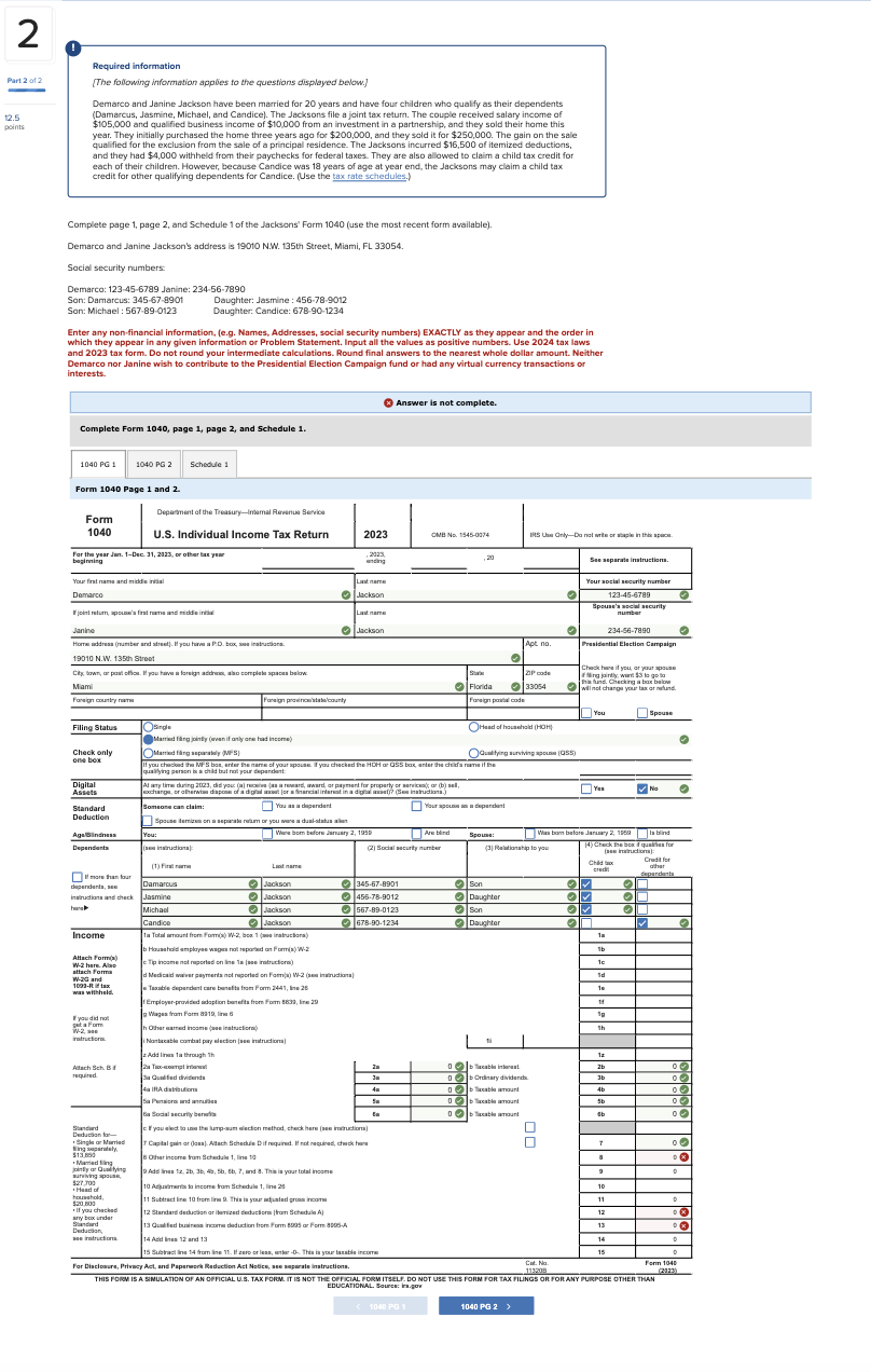 Solved solve Schedule Y1Married Filing Jointly or