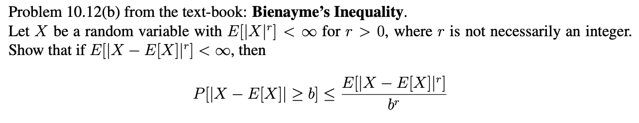 Solved Problem 10.12(b) from the text-book: Bienayme's | Chegg.com