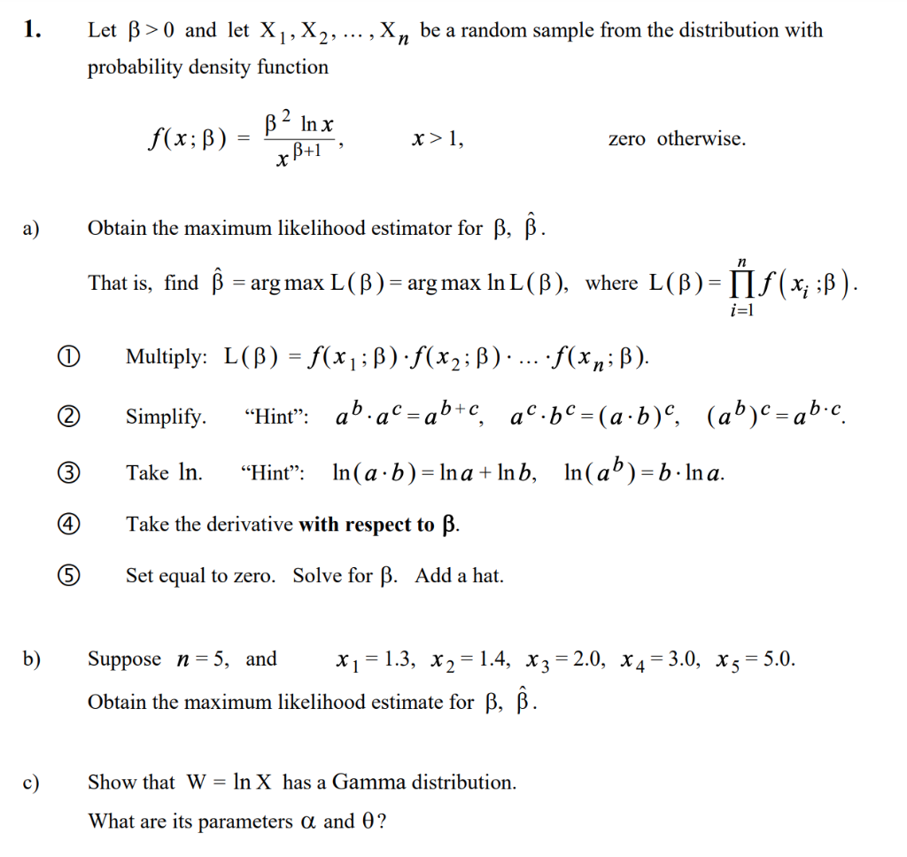 Solved 1 Be A Random Sample From The Distribution Wit Chegg Com