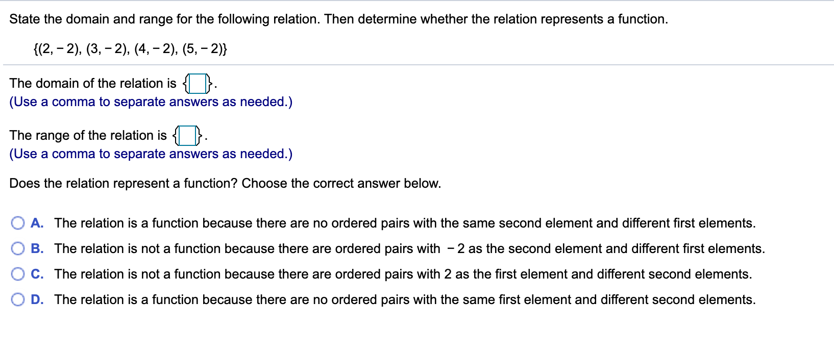 What Is The Domain Of This Relation Calculator