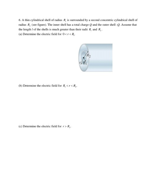 Solved 6. A thin cylindrical shell of radius R is surrounded | Chegg.com