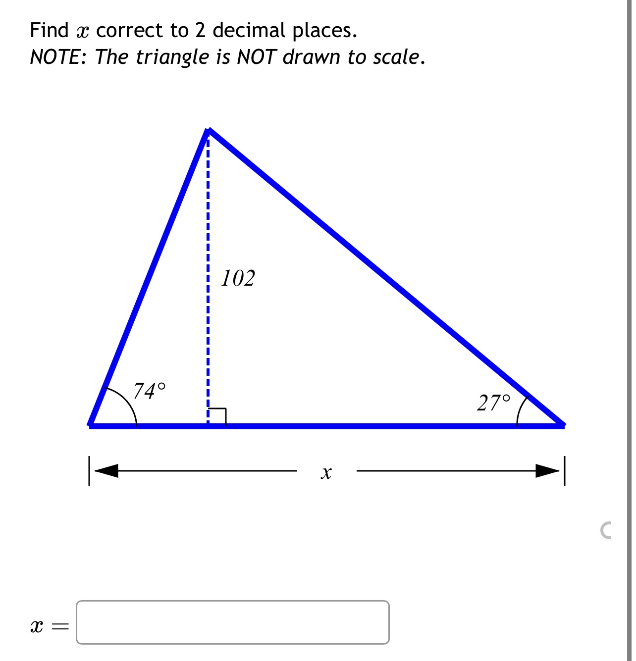 Solved Find x correct to 2 decimal places. NOTE: The | Chegg.com