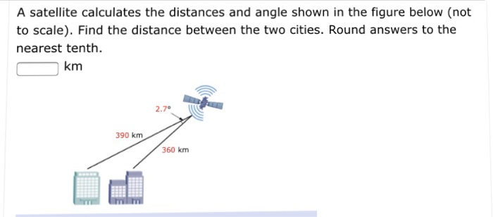 Solved A satellite calculates the distances and angle shown | Chegg.com
