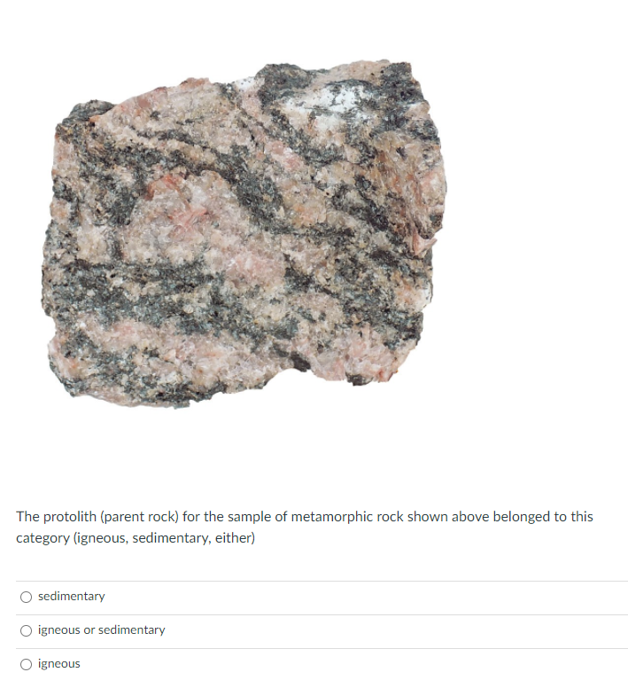 Solved 9 The protolith (parent rock) for the sample of