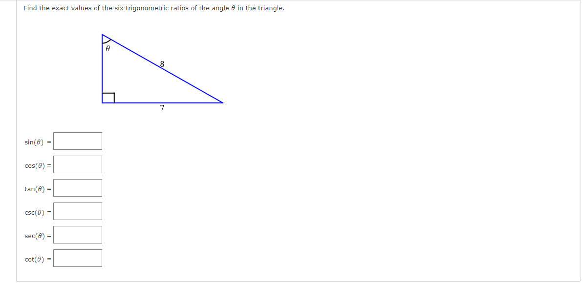 Solved Find The Exact Values Of The Six Trigonometric Ratios