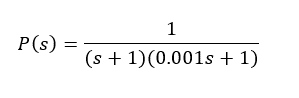\( P(s)=\frac{1}{(s+1)(0.001 s+1)} \)