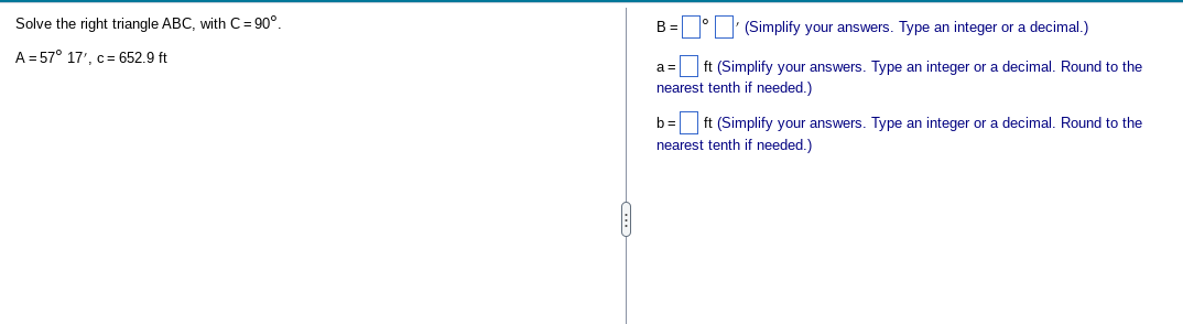 Solved Solve the right triangle ABC, | Chegg.com