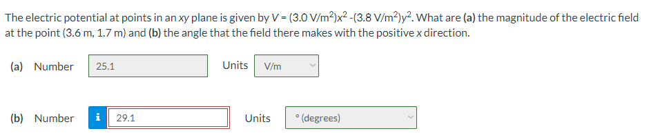 Solved The electric potential at points in an xy plane is | Chegg.com