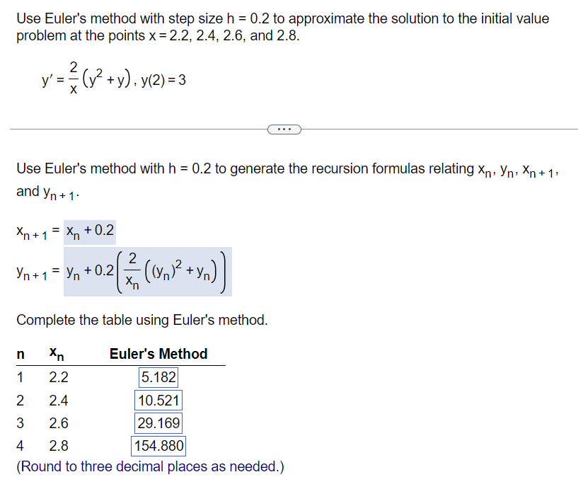 Use Euler's Method With Step Size H=0.2 ﻿to | Chegg.com