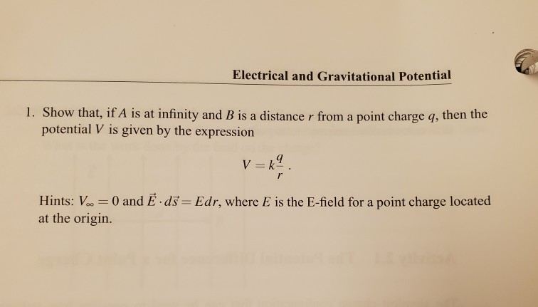 Solved Show That If A Is At Infinity And B Is A Distance Chegg Com