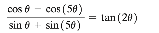 Solved \\( \\frac{\\cos \\theta-\\cos (5 \\theta)}{\\sin | Chegg.com