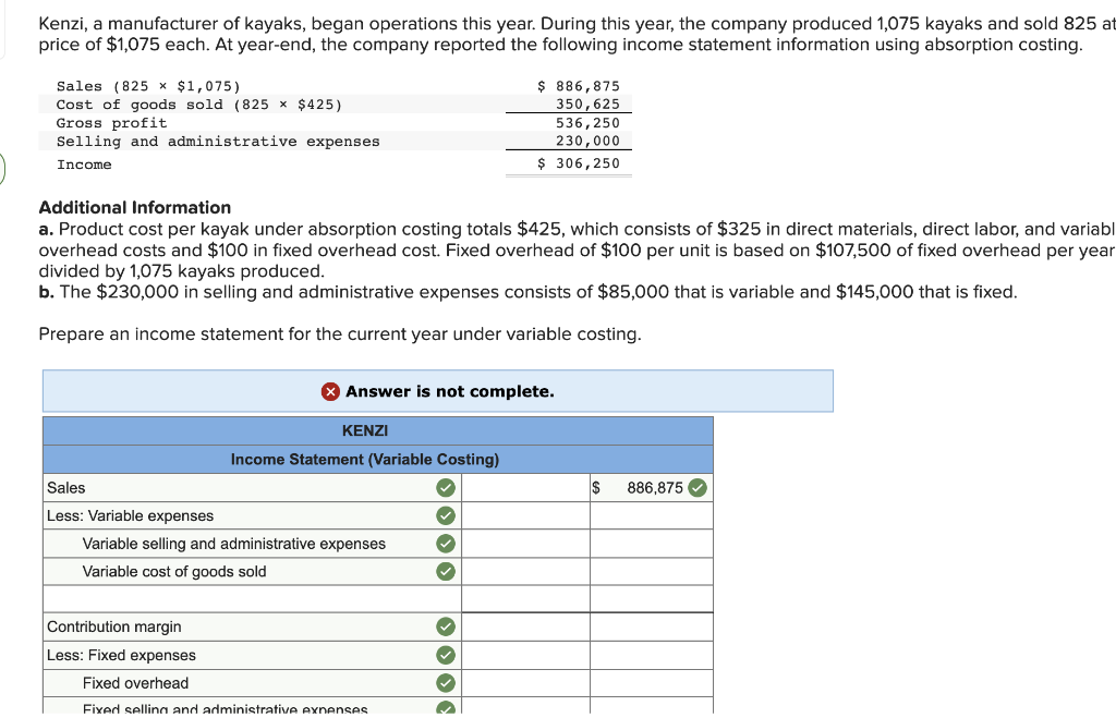 Solved Kenzi, a manufacturer of kayaks, began operations | Chegg.com