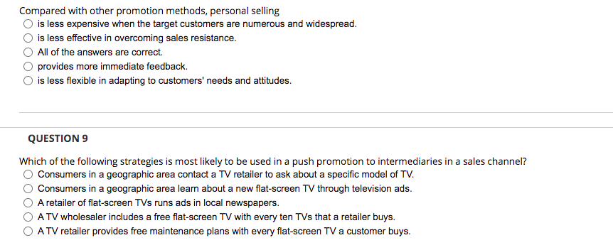 Solved Compared with other promotion methods, personal | Chegg.com