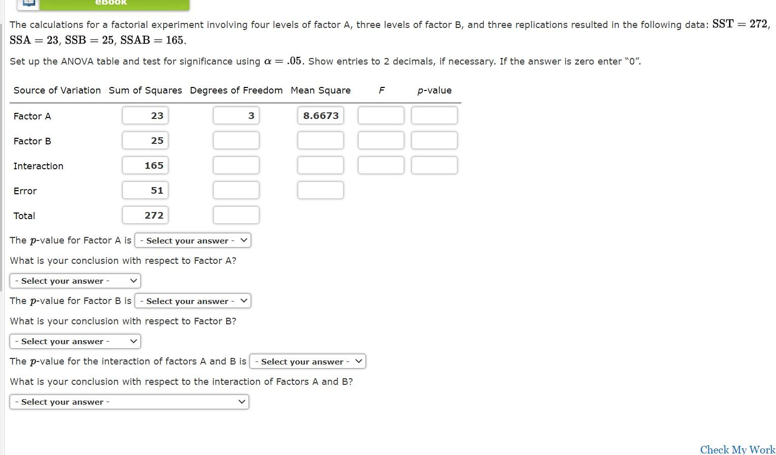 solved-the-calculations-for-a-factorial-experiment-involving-chegg