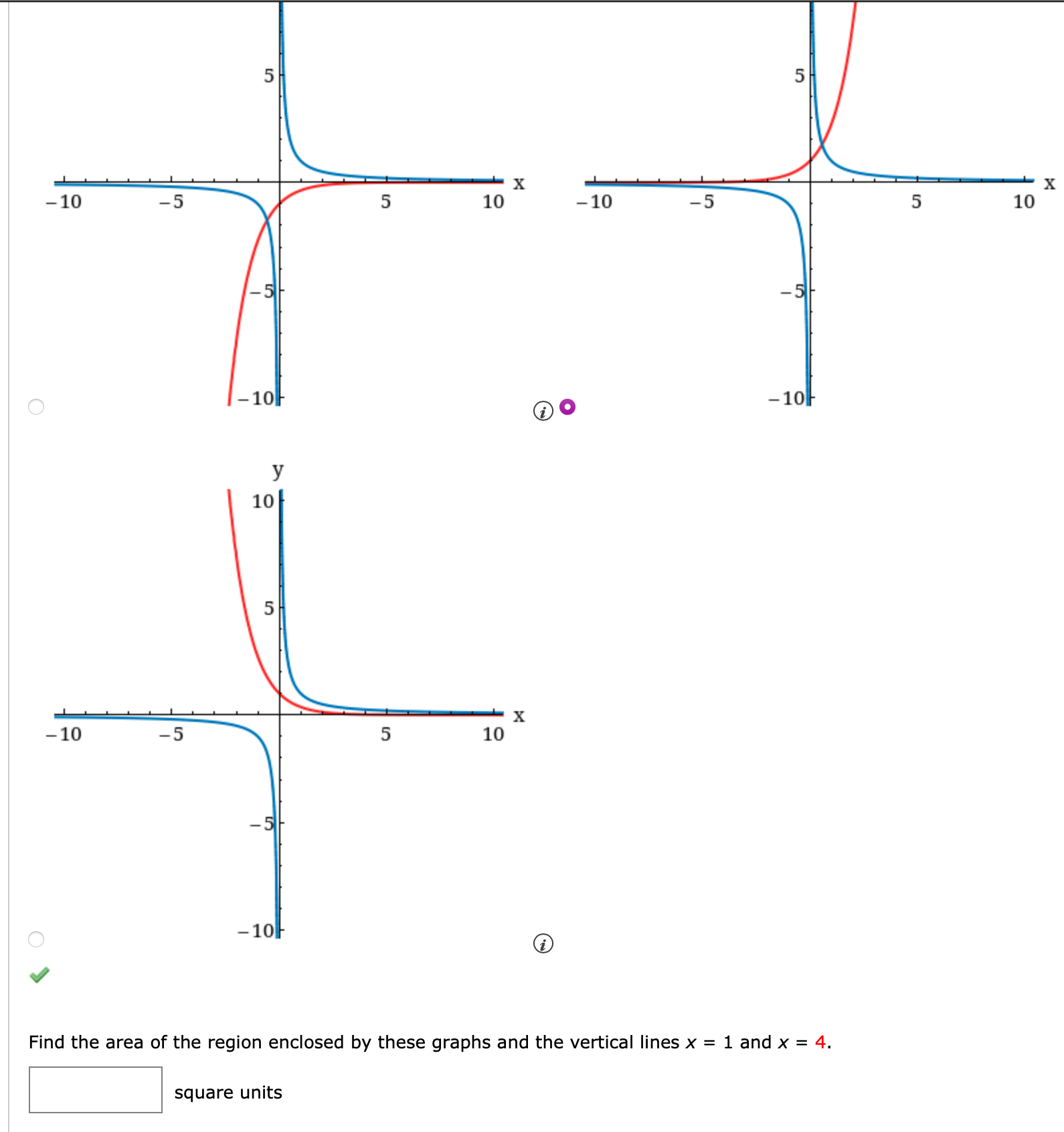 Find the area of the region enclosed by these graphs | Chegg.com