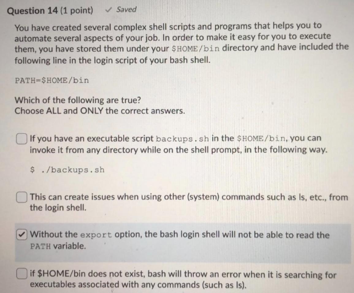 Solved Saved Question 14 (1 point) You have created | Chegg.com