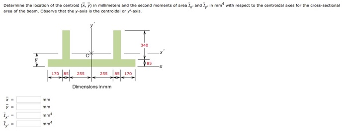 Solved Determine the location of the centroid (, in | Chegg.com