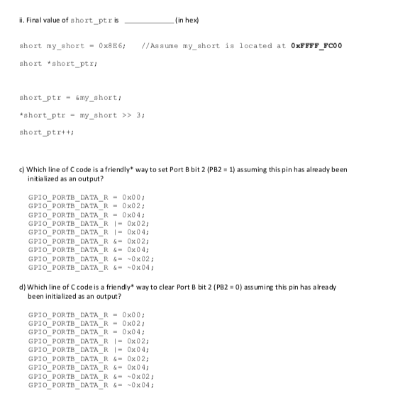 Solved Question 5: Bitwise Operations A) Write A Single Line | Chegg.com