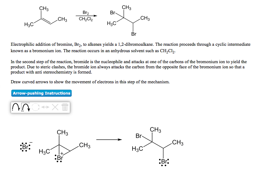 Solved Br Br2 CH3 CHÚC • CH3 Học Electrophilic addition of
