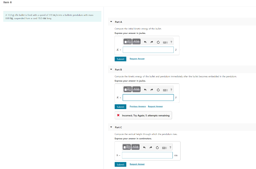 Solved Item 7 A 9.00 g bullet is fired horizontally into a