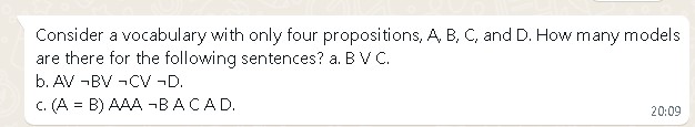 Solved Consider A Vocabulary With Only Four Propositions, | Chegg.com