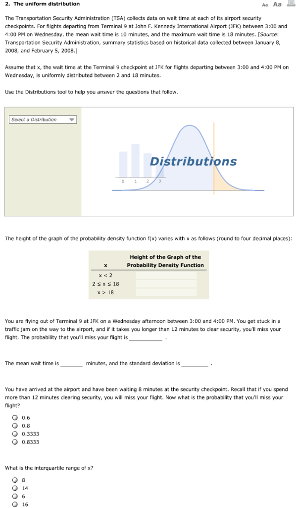 Solved 2. The uniform distribution Aa Aa The Transportation
