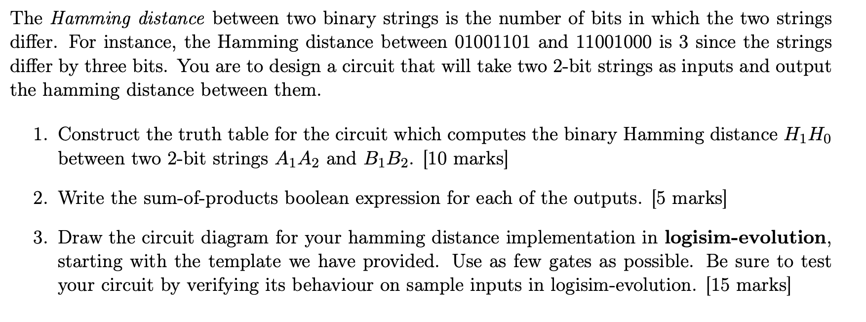 Hamming Distance Between Two Binary Strings