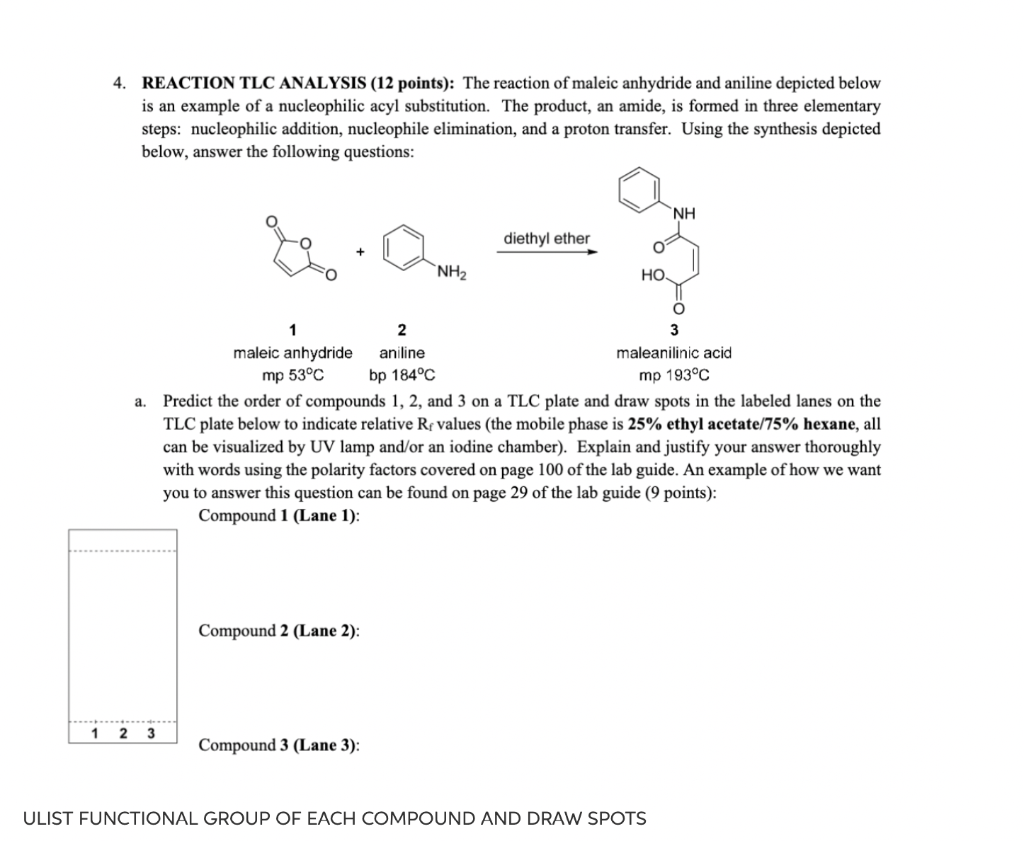 Solved 4. REACTION TLC ANALYSIS (12 points): The reaction of | Chegg.com