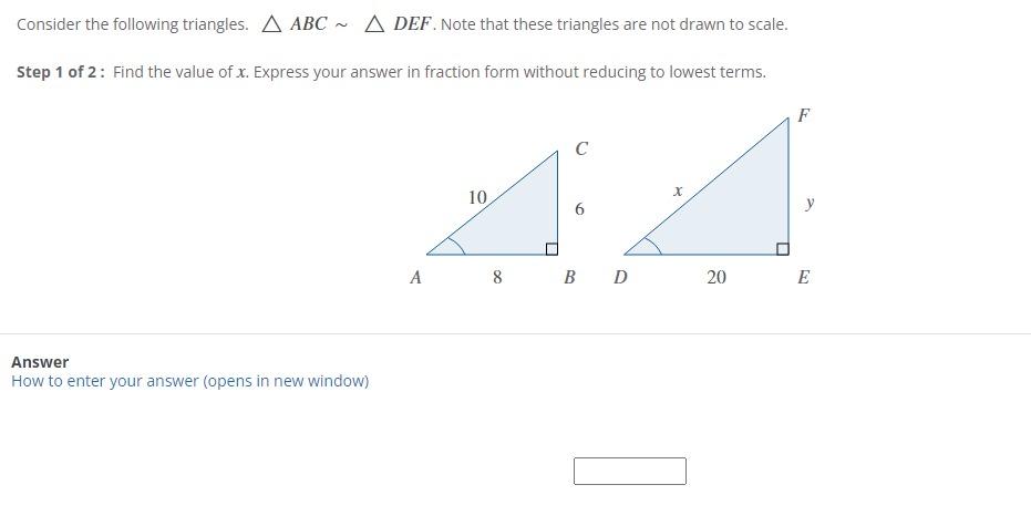 Solved Consider the following triangles. ABC∼ DEF. Note | Chegg.com